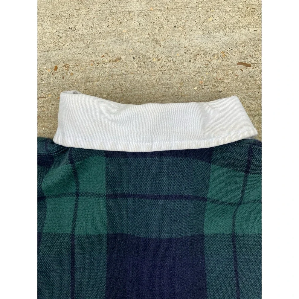 RARE Polo Ralph Lauren Black watch Plaid Rugby Shirt Soft Med Vtg Made In USA